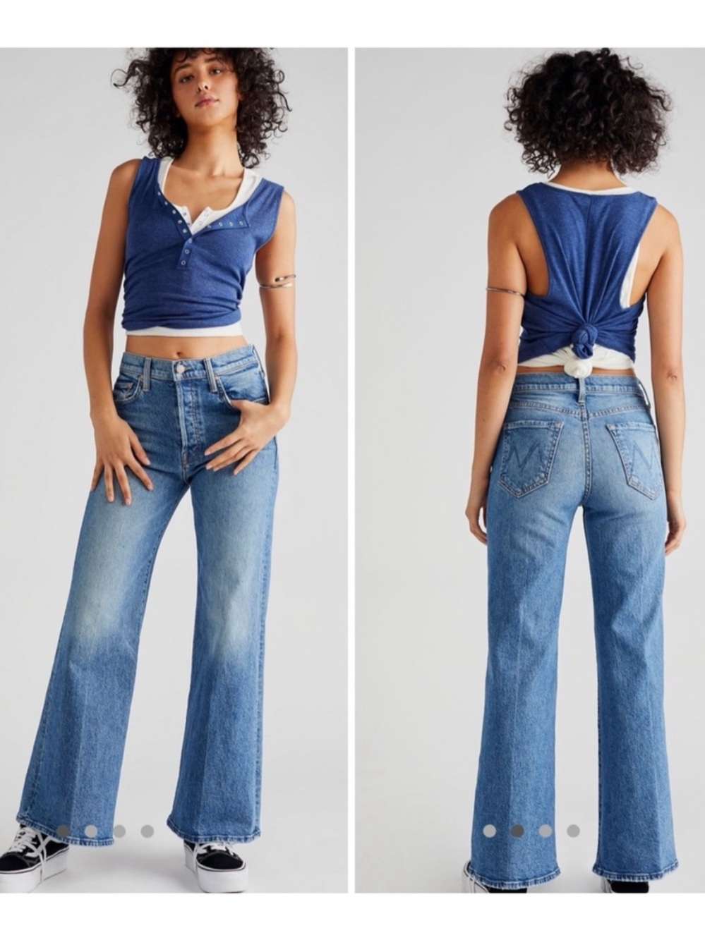 Mother The Tomcat Roller High Rise Wide Leg Jeans Other Moods Wash Size 29